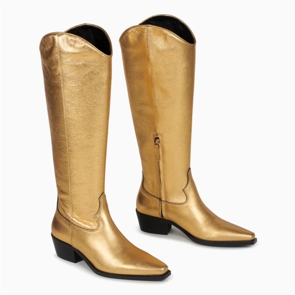 Feners Vivid Gold Knee high western boots - Picture 1 of 8